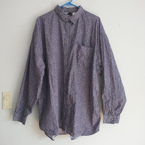 VTG Gitano Button Up Shirt Mens XL Purple Floral Casual Preppy Long Sleev Cotton - Picture 2 of 9